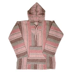 MEXICAN BAJA PULLOVER HOODIE JACKET PINK BROWN